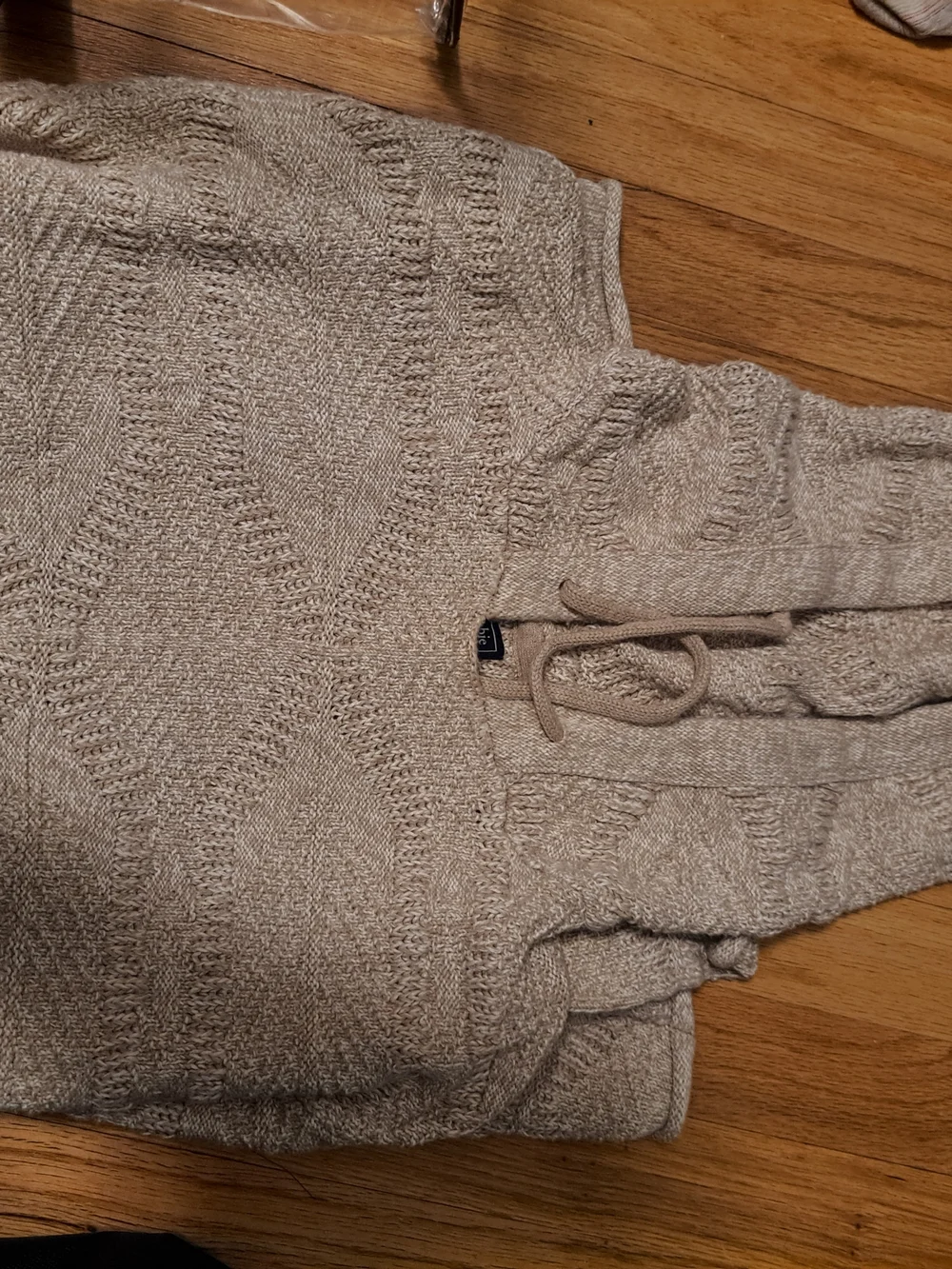 Abercrombie & Fitch Beige Cable-Knit Hoodie Turtleneck